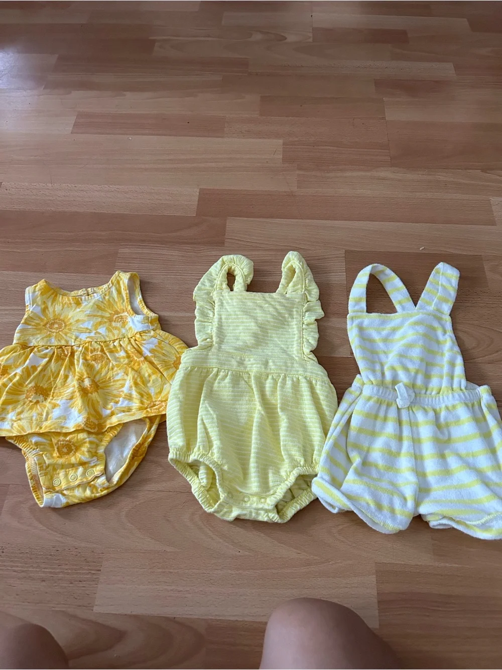 Carter's Yellow Baby Girls 3-Piece Romper Set